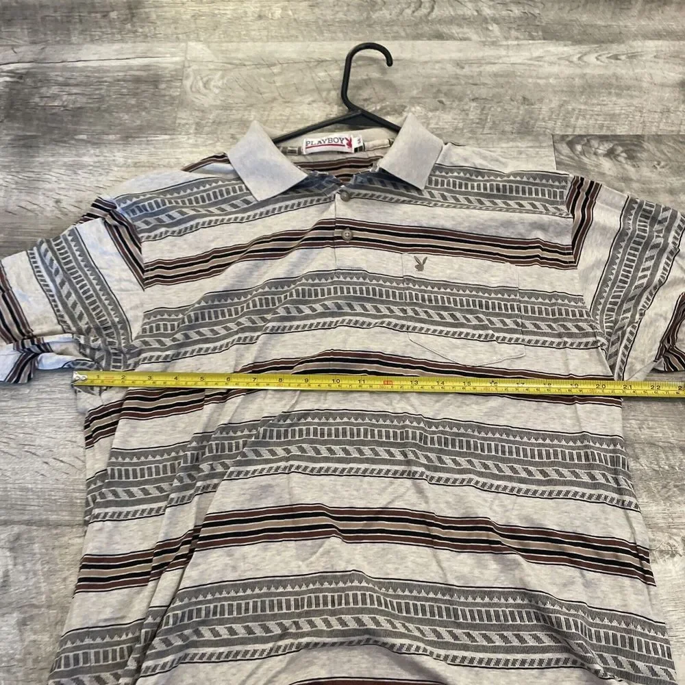 Vintage Playboy Men's Polo‎ Shirt Short Sleeve Size Medium M Front Pocket READ